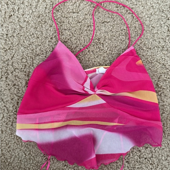 Garage Pink and Yellow Halter Top - Picture 1 of 4